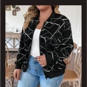 NEW SHEIN LUNE Plus Allover Print Bomber Jacket 1XL